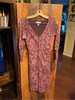 Weston Wear Plum Floral V-Neck Gathered Waist Dress